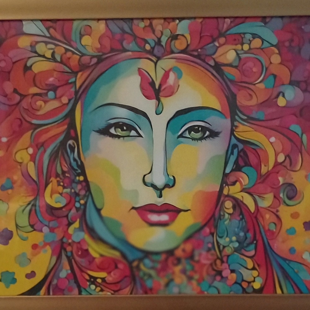 Vibrant Multicolor Abstract Face Art Print